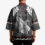 New Zealand Weka Personalised Kimono Aotearoa Hen Silver Fern Maori Pattern