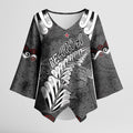 New Zealand Weka Personalised Kimono Sleeve Blouse Aotearoa Hen Silver Fern Maori Pattern