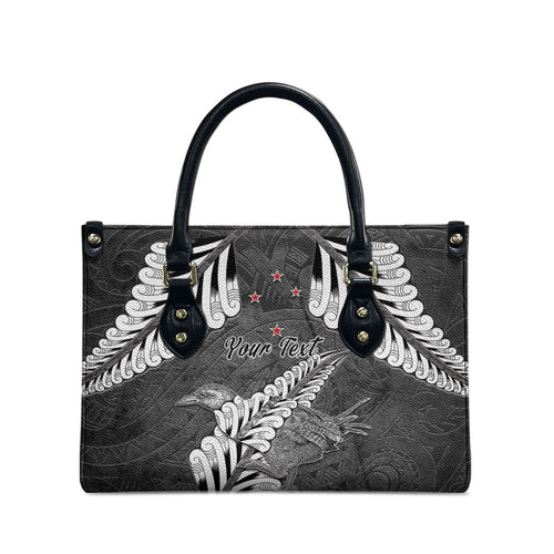 New Zealand Weka Personalised Leather Bag Aotearoa Hen Silver Fern Maori Pattern