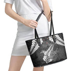 New Zealand Weka Personalised Leather Tote Bag Aotearoa Hen Silver Fern Maori Pattern