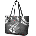 New Zealand Weka Personalised Leather Tote Bag Aotearoa Hen Silver Fern Maori Pattern