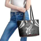 New Zealand Weka Personalised Leather Tote Bag Aotearoa Hen Silver Fern Maori Pattern