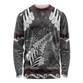 New Zealand Weka Personalised Long Sleeve Shirt Aotearoa Hen Silver Fern Maori Pattern