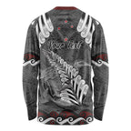 New Zealand Weka Personalised Long Sleeve Shirt Aotearoa Hen Silver Fern Maori Pattern