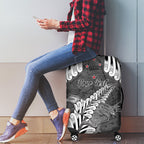 New Zealand Weka Personalised Luggage Cover Aotearoa Hen Silver Fern Maori Pattern