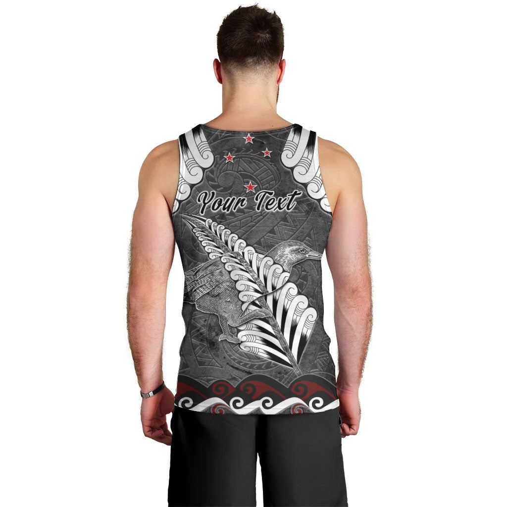New Zealand Weka Personalised Men Tank Top Aotearoa Hen Silver Fern Maori Pattern