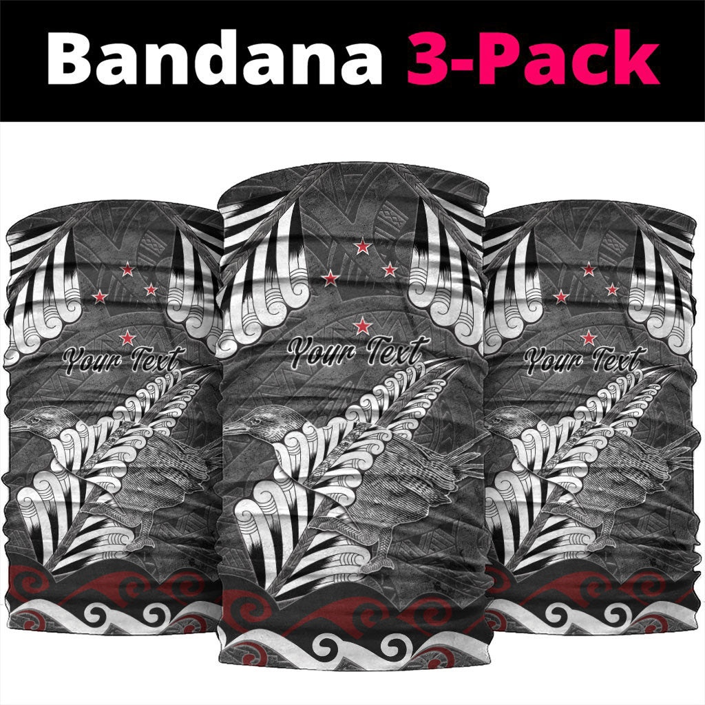 New Zealand Weka Personalised Neck Gaiter Aotearoa Hen Silver Fern Maori Pattern