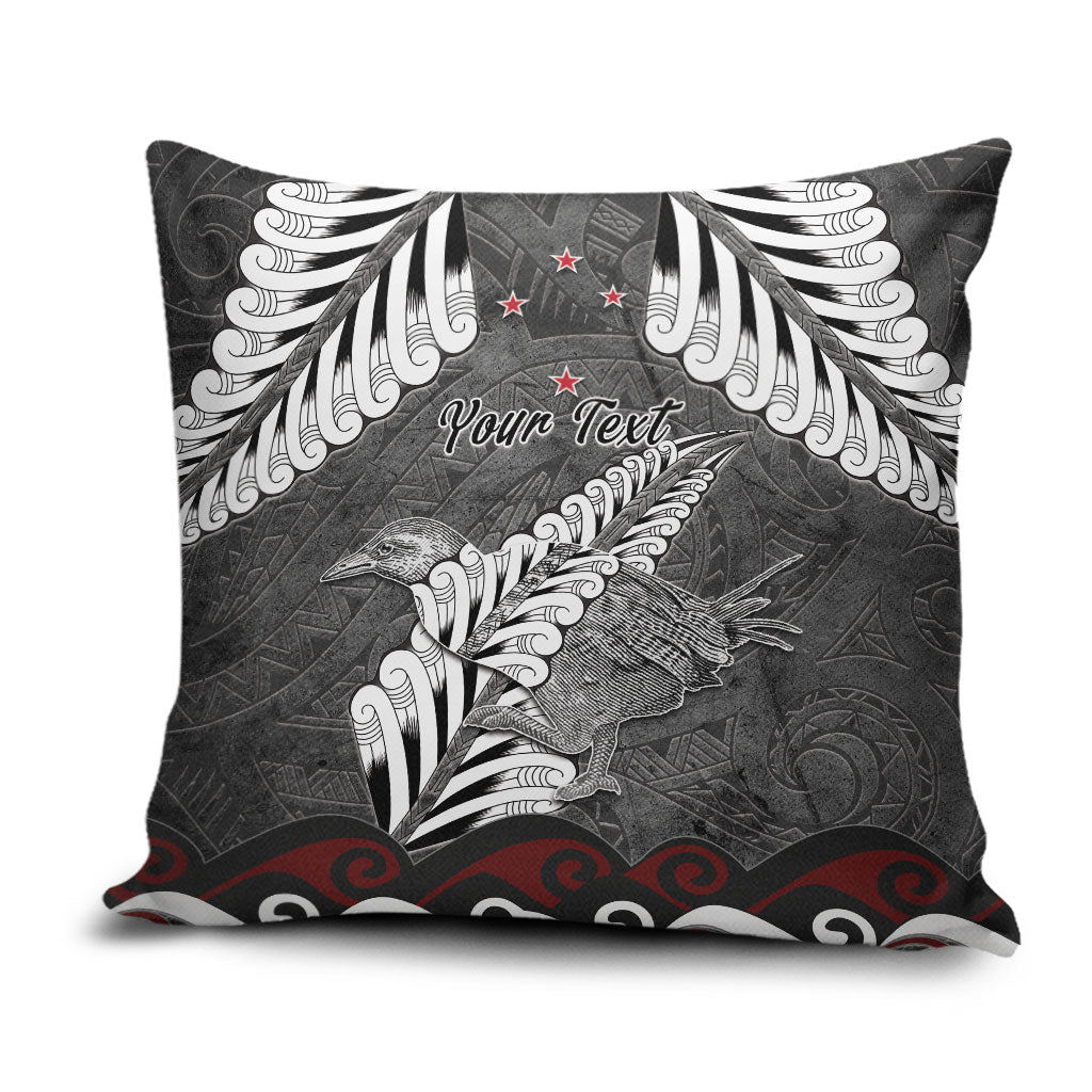 New Zealand Weka Personalised Pillow Cover Aotearoa Hen Silver Fern Maori Pattern
