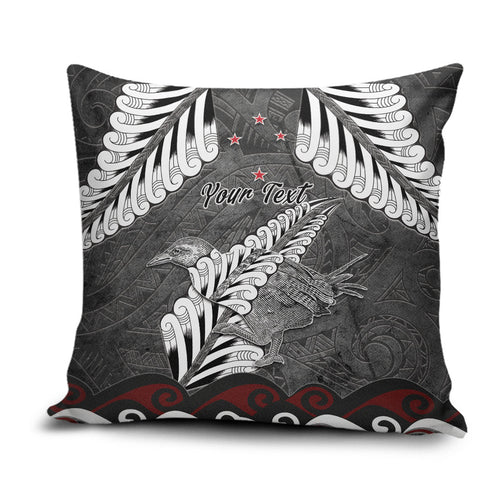 New Zealand Weka Personalised Pillow Cover Aotearoa Hen Silver Fern Maori Pattern