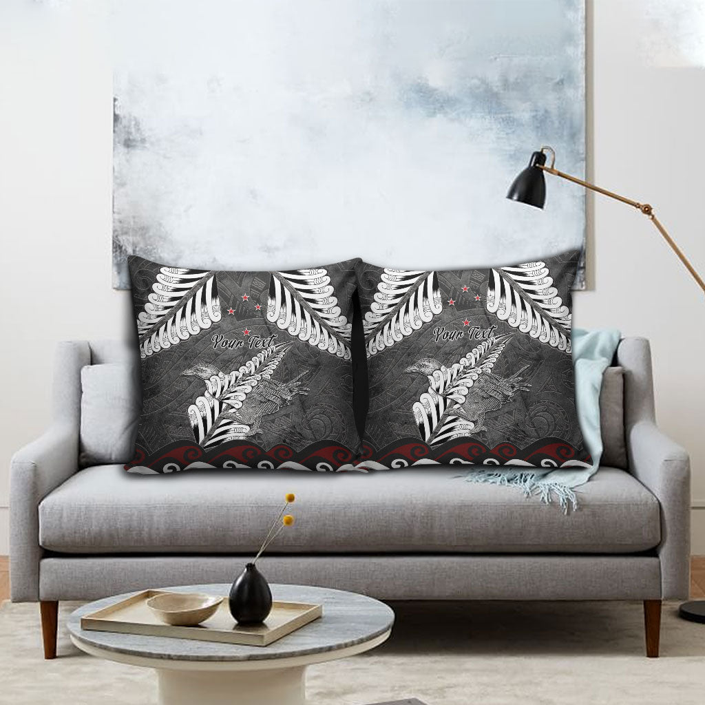 New Zealand Weka Personalised Pillow Cover Aotearoa Hen Silver Fern Maori Pattern