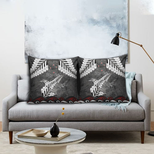 New Zealand Weka Personalised Pillow Cover Aotearoa Hen Silver Fern Maori Pattern