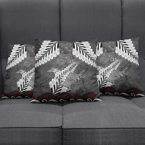 New Zealand Weka Personalised Pillow Cover Aotearoa Hen Silver Fern Maori Pattern
