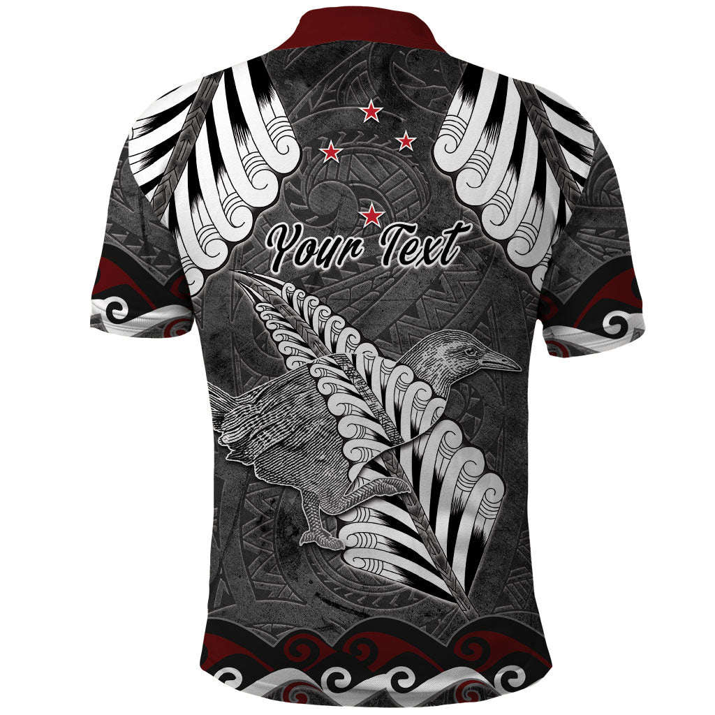 New Zealand Weka Personalised Polo Shirt Aotearoa Hen Silver Fern Maori Pattern