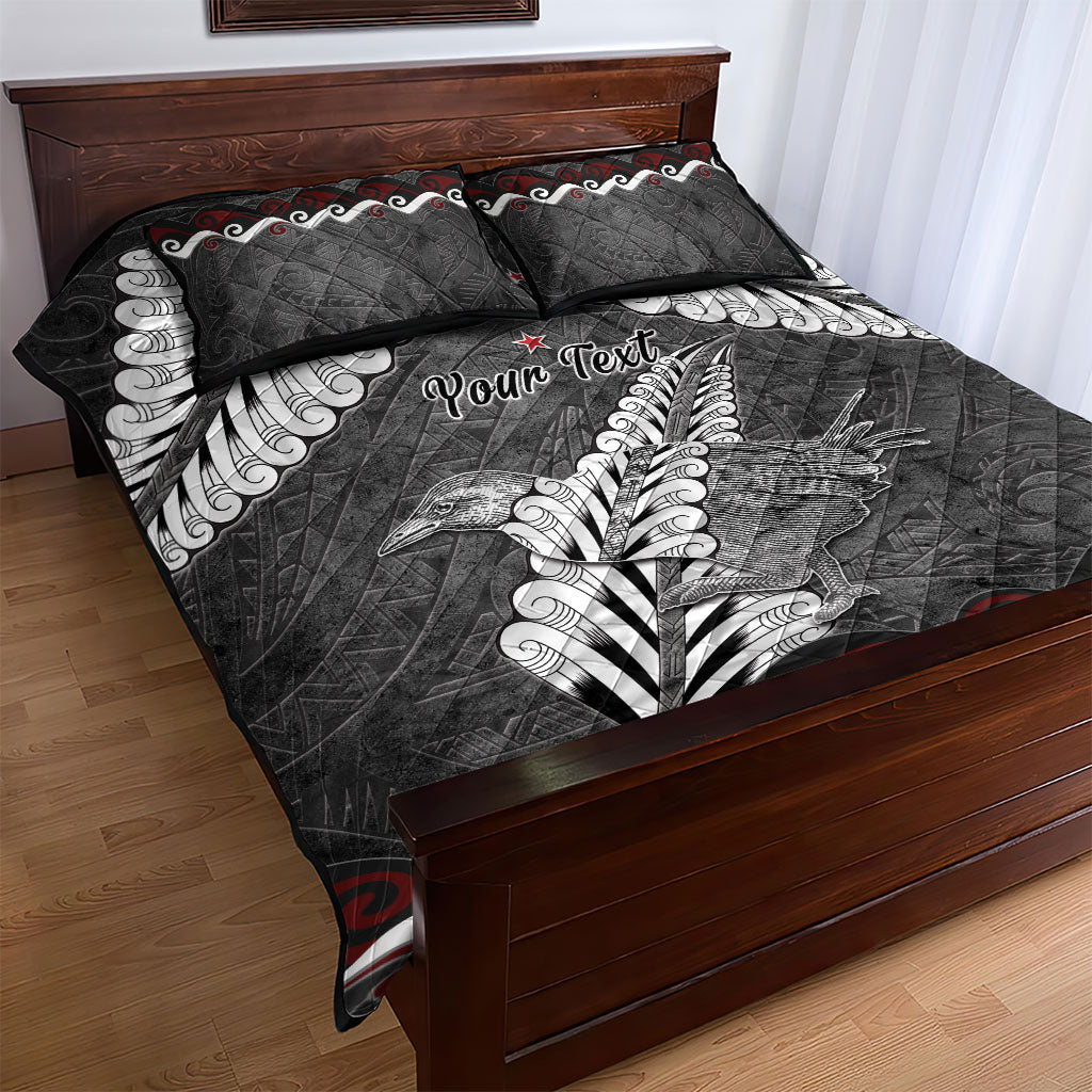 New Zealand Weka Personalised Quilt Bed Set Aotearoa Hen Silver Fern Maori Pattern