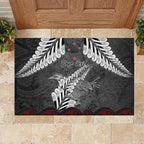 New Zealand Weka Personalised Rubber Doormat Aotearoa Hen Silver Fern Maori Pattern