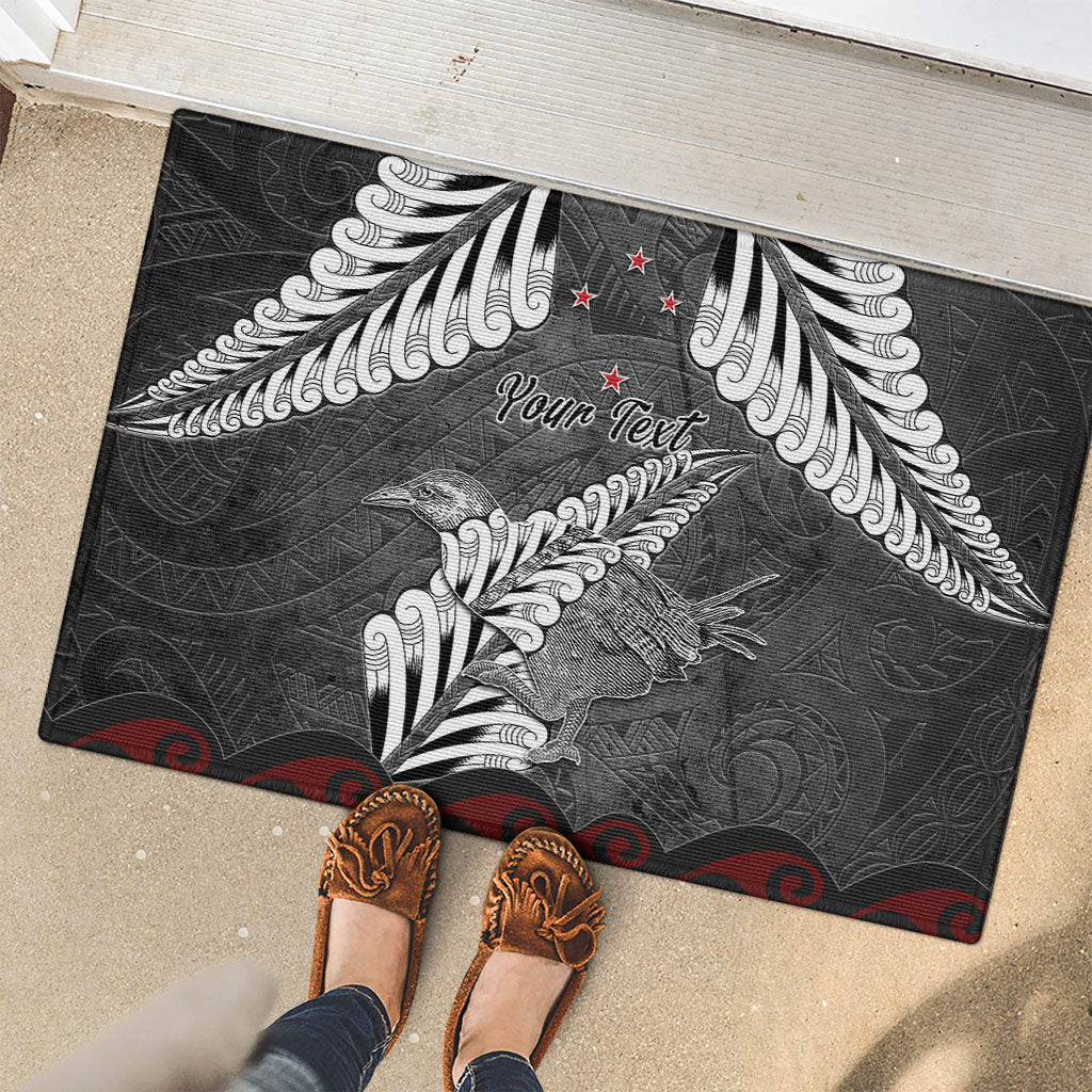 New Zealand Weka Personalised Rubber Doormat Aotearoa Hen Silver Fern Maori Pattern