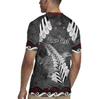 New Zealand Weka Personalised Rugby Jersey Aotearoa Hen Silver Fern Maori Pattern