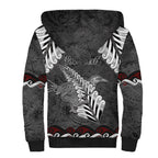 New Zealand Weka Personalised Sherpa Hoodie Aotearoa Hen Silver Fern Maori Pattern