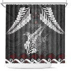 New Zealand Weka Personalised Shower Curtain Aotearoa Hen Silver Fern Maori Pattern
