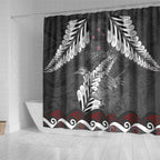New Zealand Weka Personalised Shower Curtain Aotearoa Hen Silver Fern Maori Pattern