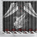 New Zealand Weka Personalised Shower Curtain Aotearoa Hen Silver Fern Maori Pattern