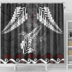 New Zealand Weka Personalised Shower Curtain Aotearoa Hen Silver Fern Maori Pattern