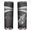 New Zealand Weka Personalised Skinny Tumbler Aotearoa Hen Silver Fern Maori Pattern