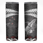 New Zealand Weka Personalised Skinny Tumbler Aotearoa Hen Silver Fern Maori Pattern
