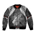 New Zealand Weka Personalised Sleeve Zip Bomber Jacket Aotearoa Hen Silver Fern Maori Pattern