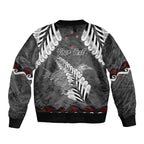 New Zealand Weka Personalised Sleeve Zip Bomber Jacket Aotearoa Hen Silver Fern Maori Pattern