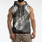 New Zealand Weka Personalised Sleeveless Hoodie Aotearoa Hen Silver Fern Maori Pattern