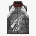 New Zealand Weka Personalised Sleeveless Puffer Jacket Aotearoa Hen Silver Fern Maori Pattern