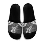 New Zealand Weka Personalised Slide Sandals Aotearoa Hen Silver Fern Maori Pattern