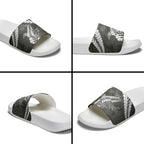 New Zealand Weka Personalised Slide Sandals Aotearoa Hen Silver Fern Maori Pattern