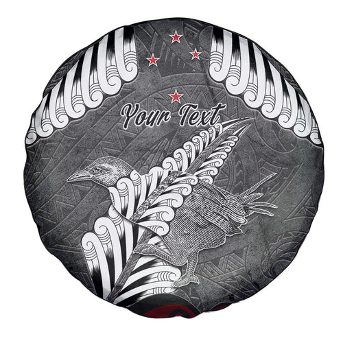 New Zealand Weka Personalised Spare Tire Cover Aotearoa Hen Silver Fern Maori Pattern