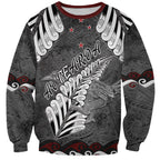 New Zealand Weka Personalised Sweatshirt Aotearoa Hen Silver Fern Maori Pattern