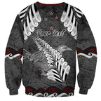 New Zealand Weka Personalised Sweatshirt Aotearoa Hen Silver Fern Maori Pattern