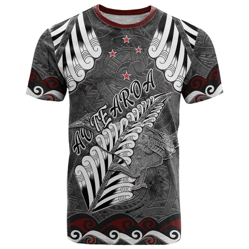 New Zealand Weka Personalised T Shirt Aotearoa Hen Silver Fern Maori Pattern