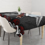 New Zealand Weka Personalised Tablecloth Aotearoa Hen Silver Fern Maori Pattern
