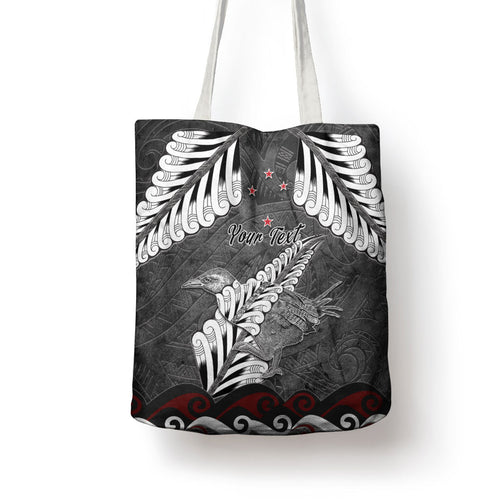 New Zealand Weka Personalised Tote Bag Aotearoa Hen Silver Fern Maori Pattern