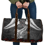 New Zealand Weka Personalised Travel Bag Aotearoa Hen Silver Fern Maori Pattern
