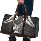 New Zealand Weka Personalised Travel Bag Aotearoa Hen Silver Fern Maori Pattern