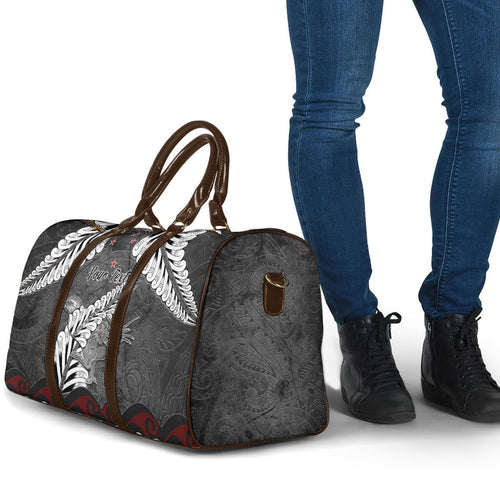 New Zealand Weka Personalised Travel Bag Aotearoa Hen Silver Fern Maori Pattern