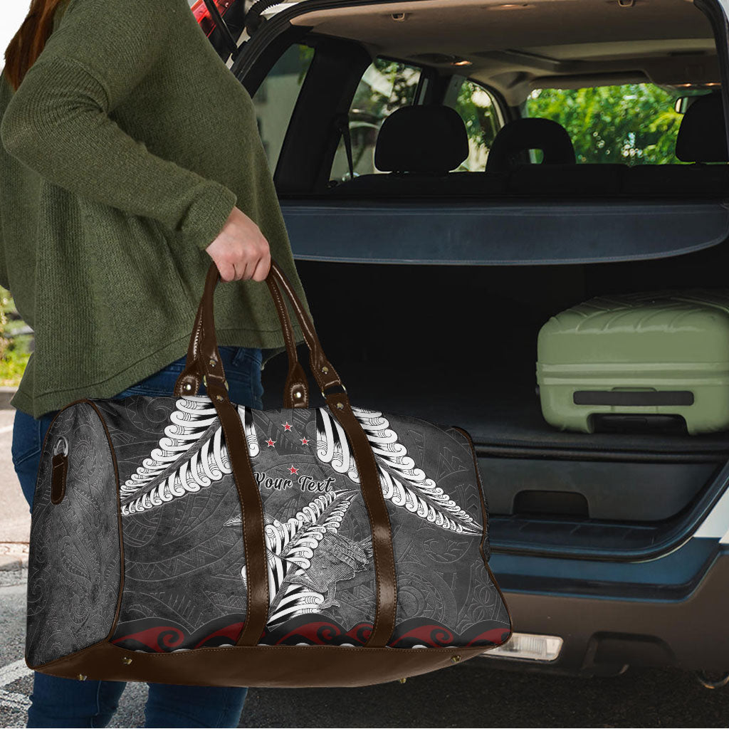New Zealand Weka Personalised Travel Bag Aotearoa Hen Silver Fern Maori Pattern