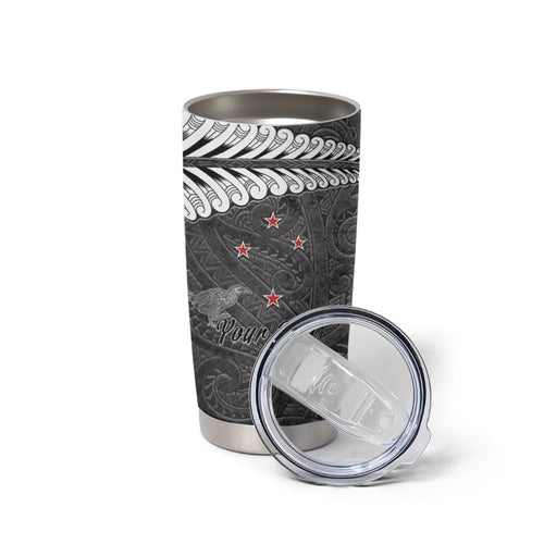 New Zealand Weka Personalised Tumbler Cup Aotearoa Hen Silver Fern Maori Pattern