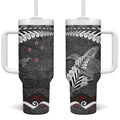 New Zealand Weka Personalised Tumbler With Handle Aotearoa Hen Silver Fern Maori Pattern