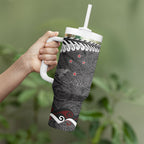 New Zealand Weka Personalised Tumbler With Handle Aotearoa Hen Silver Fern Maori Pattern