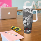 New Zealand Weka Personalised Tumbler With Handle Aotearoa Hen Silver Fern Maori Pattern