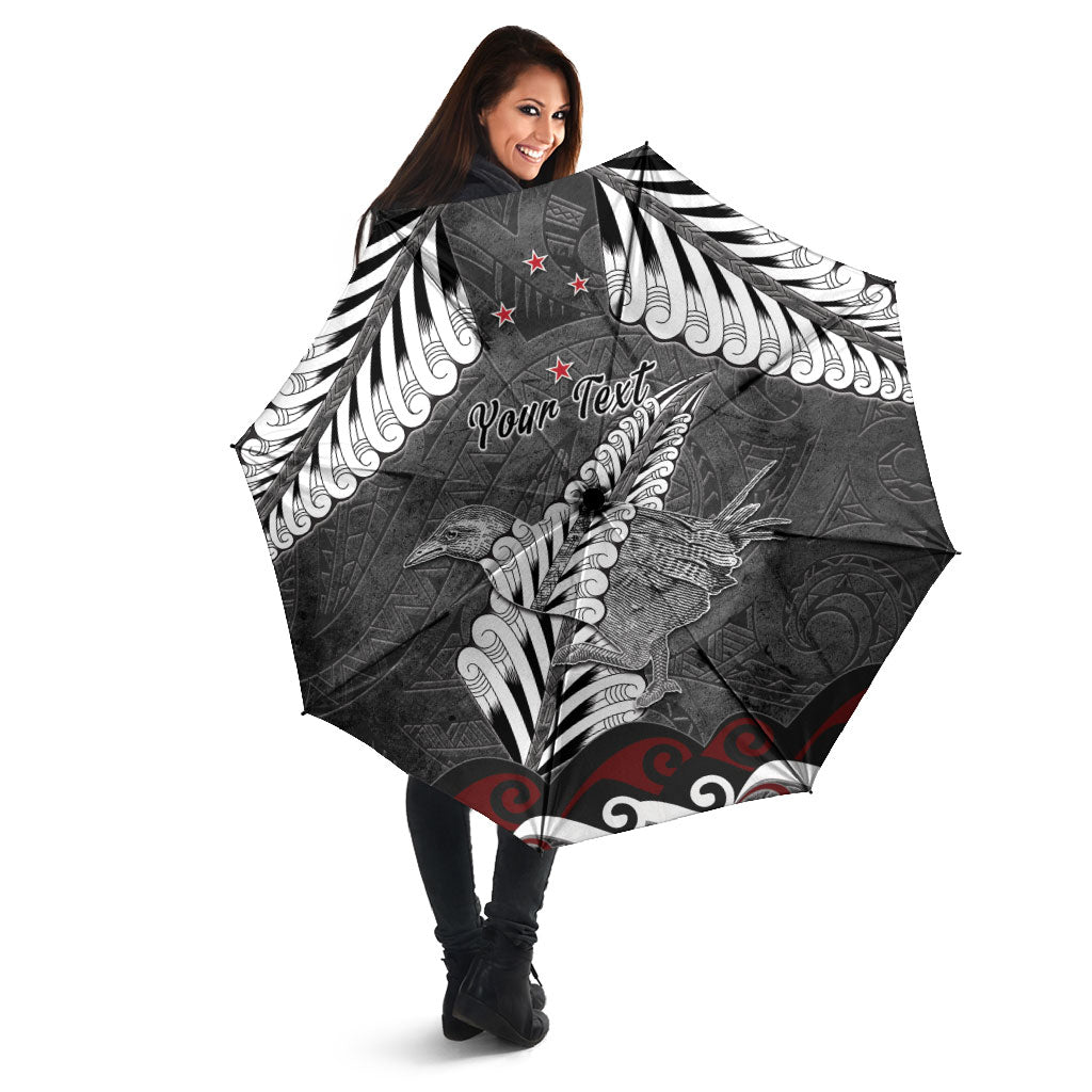 New Zealand Weka Personalised Umbrella Aotearoa Hen Silver Fern Maori Pattern