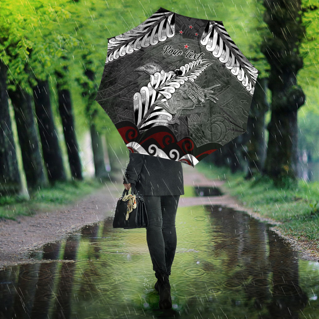 New Zealand Weka Personalised Umbrella Aotearoa Hen Silver Fern Maori Pattern